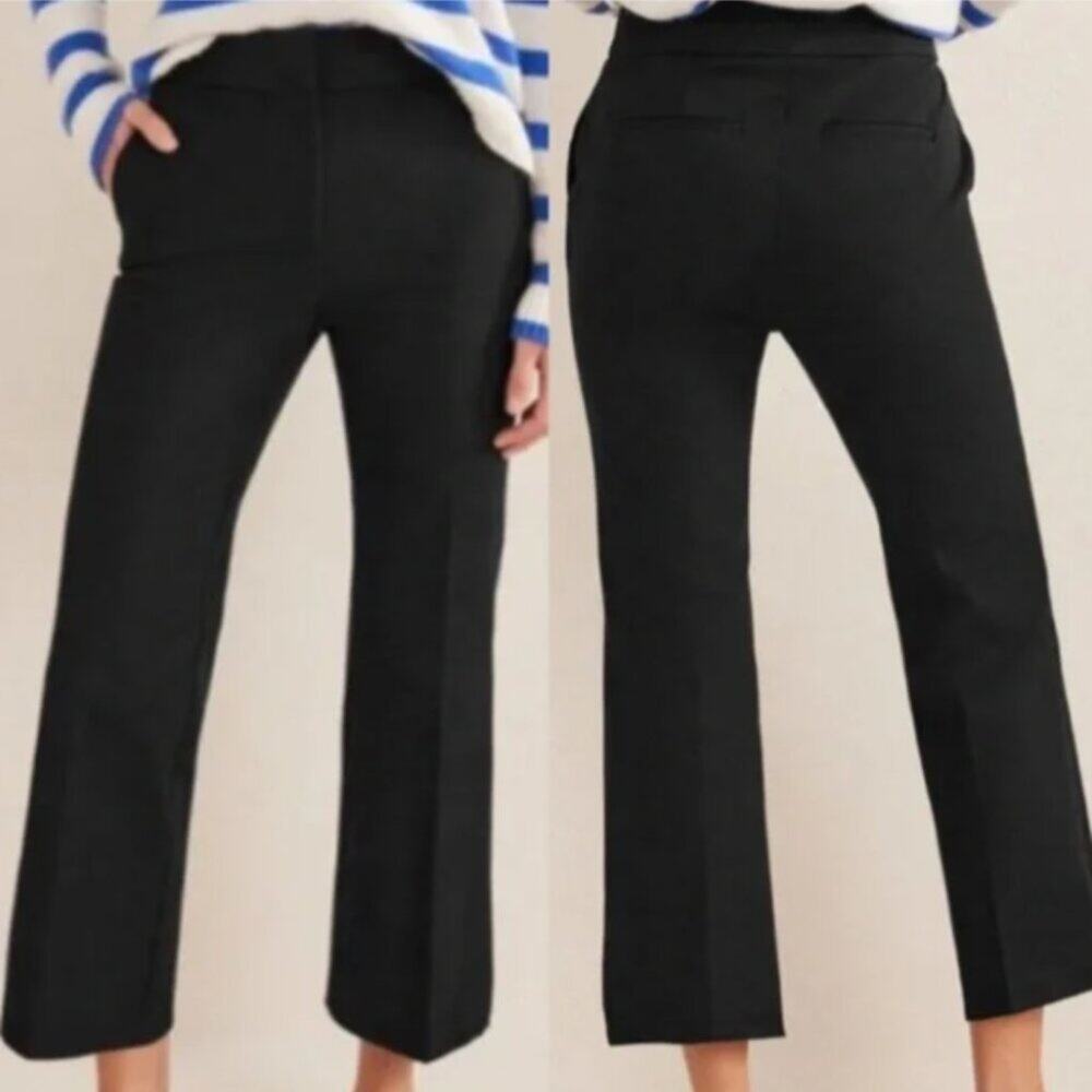 BODEN Bi-Stretch Crop Flare Trousers Black Size 10R NWOT